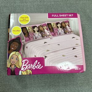 NEW BARBIE KIDS FULL SHEET SET FITTED FLAT 2 PILLOWCASE MICROFIBER